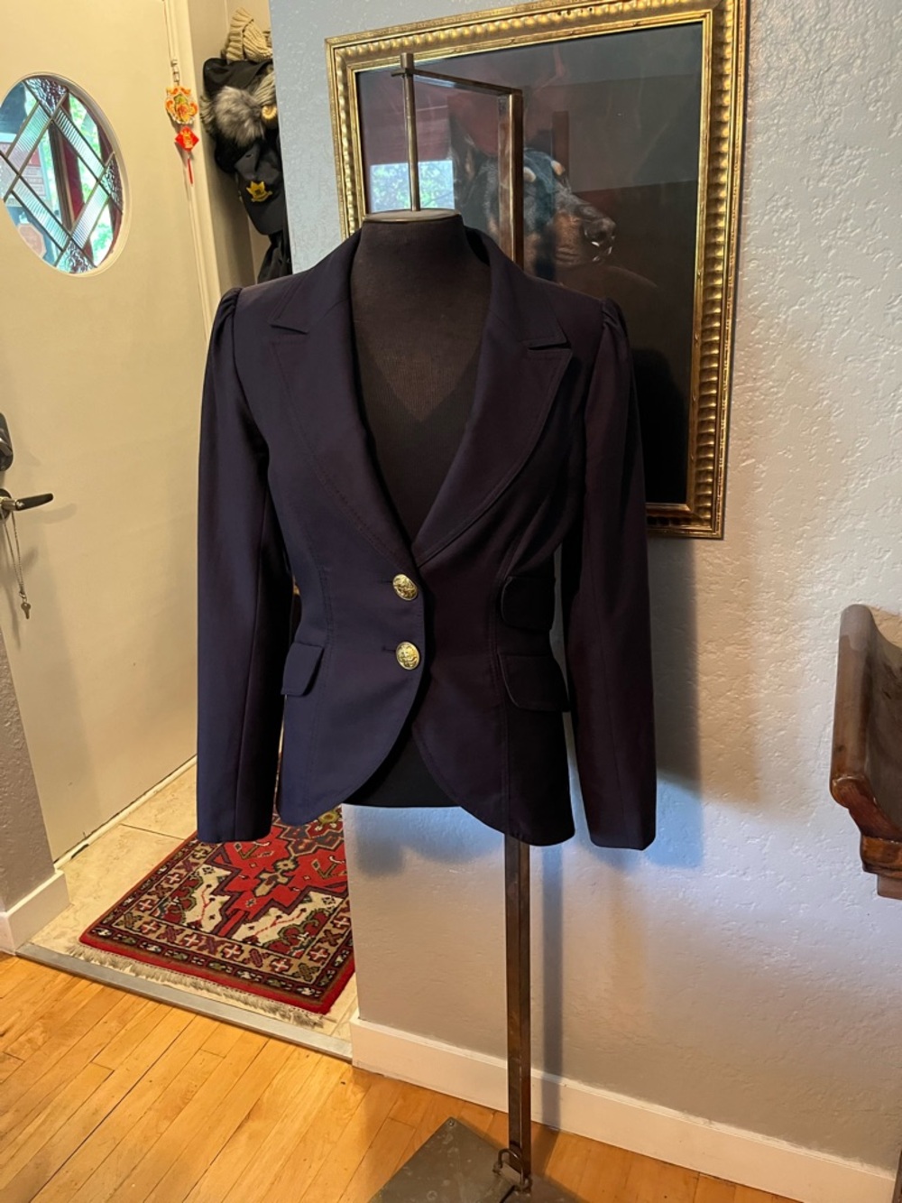 Smythe Two-Tone Tailored Jacket in Navy/purple tone